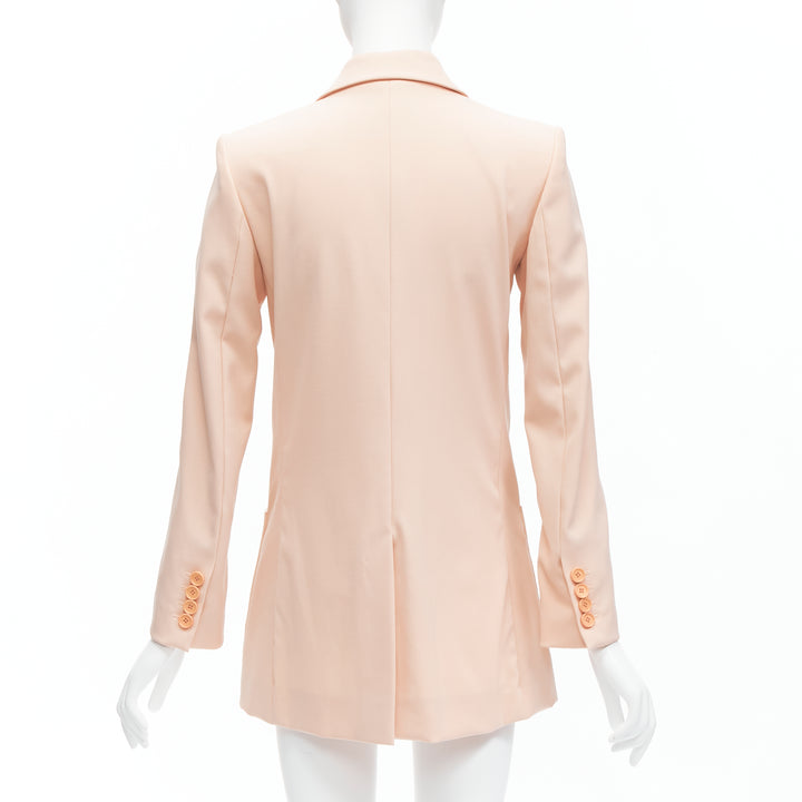 OSCAR DE LA RENTA 2018 blush pink wool 3 pocket longline blazer jacket US0 XS