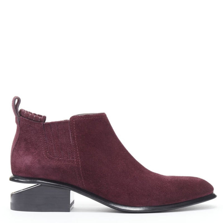 ALEXANDER WANG Kori burgundy red suede cut out heel chelsea boot EU40