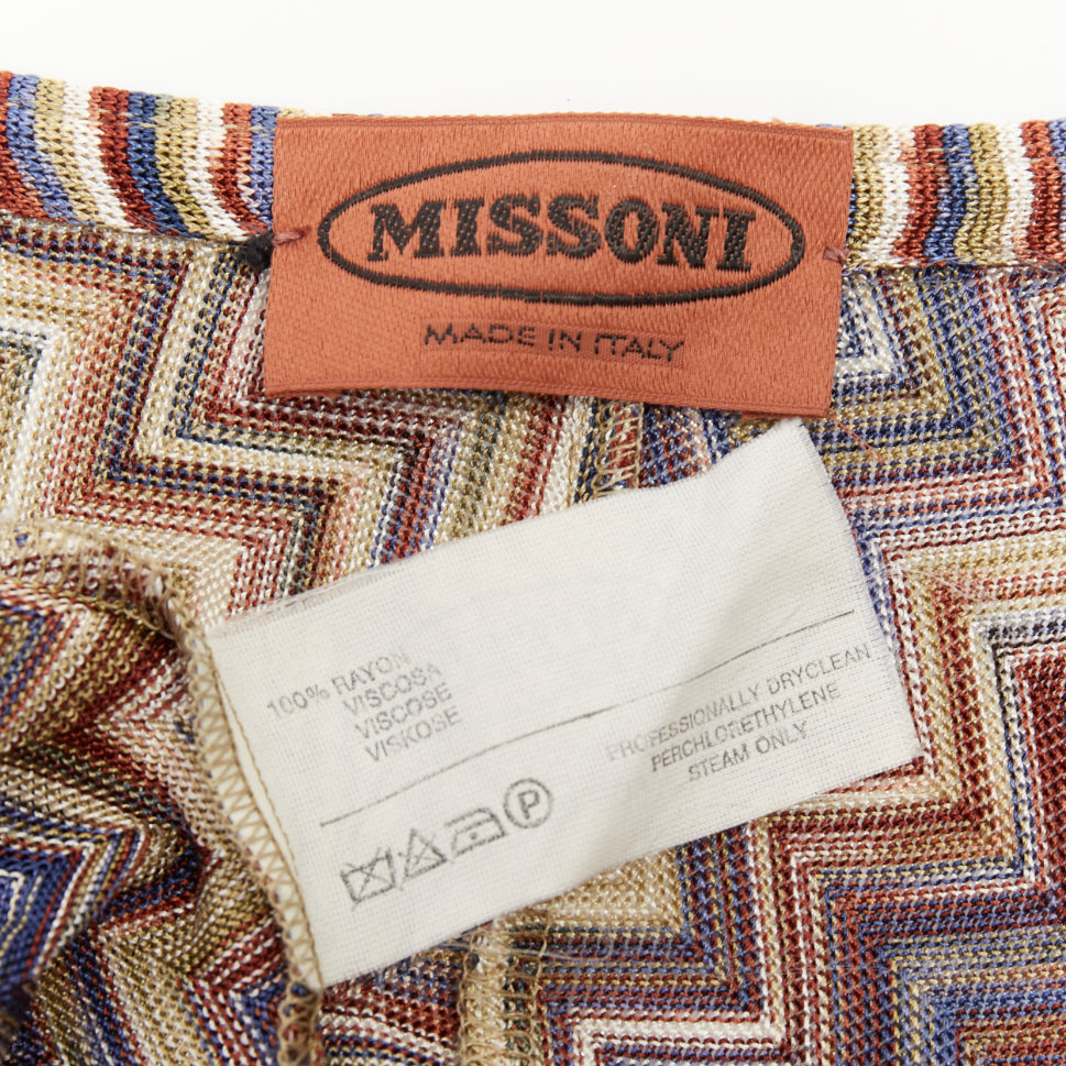MISSONI multicolor lurex metallic chevron zigzag knit scoop maxi dress IT42 M