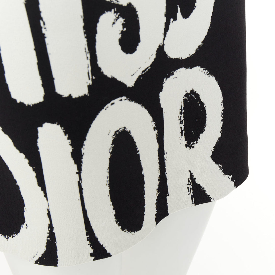 DIOR 2024 Miss Dior fuchsia white black graffiti paint logo mini skirt FR34 XS