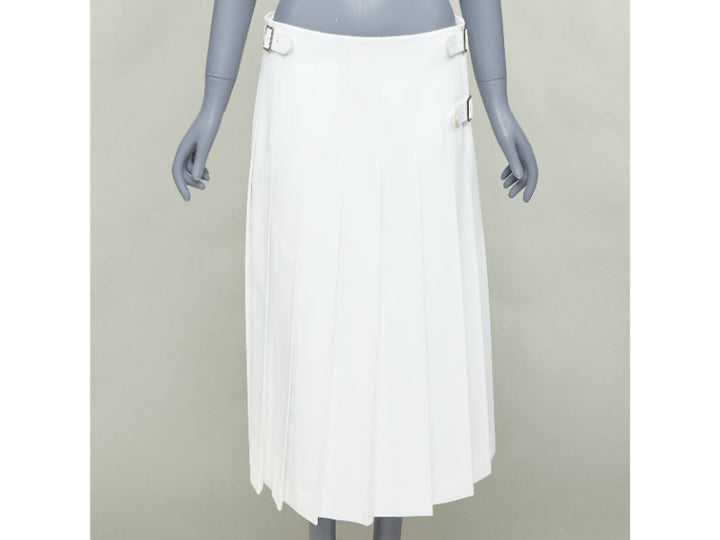 COMME DES GARCONS Homme Plus 2018 white PU cowhide trimmed pleated kilt skirt S