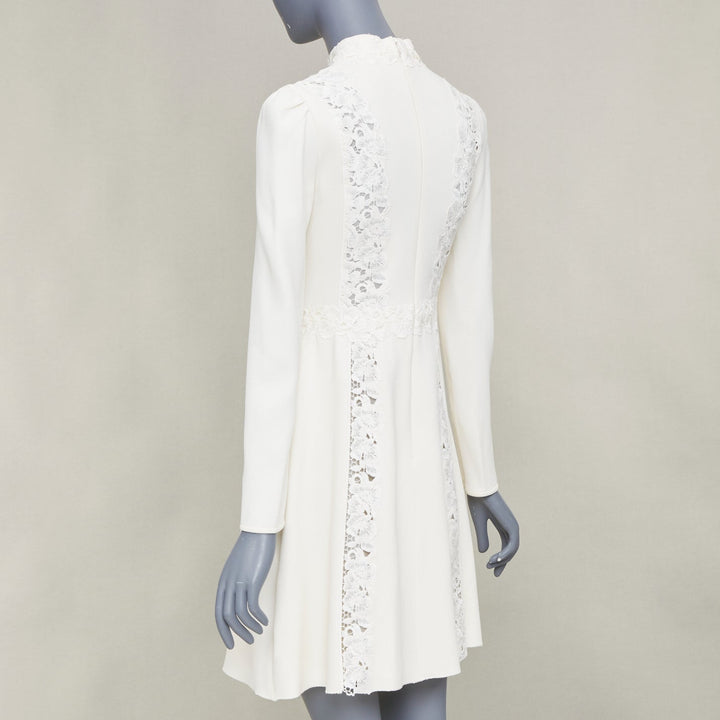 GIAMBATTISTA VALLI 2018 floral lace insert ivory viscose shift dress IT40 XS
