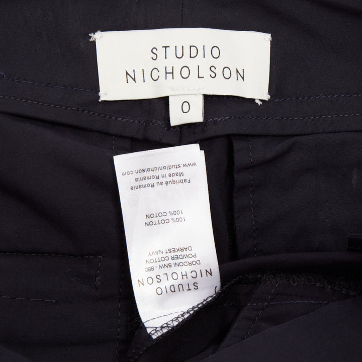 STUDIO NICHOLSON Dordoni darkest navy peached powder wide volume pants US0 XS
