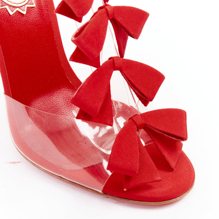 CHRISTIAN LOUBOUTIN 20th Anniversary Bow Bow 100 PVC red grosgrain heels EU38.5