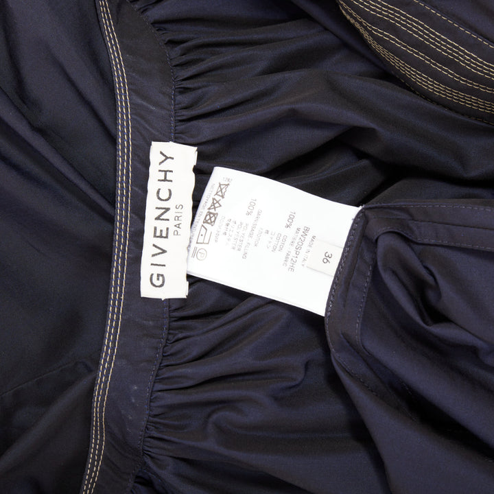 GIVENCHY 2020 navy cotton gold 4G totem button tent dress FR36 S