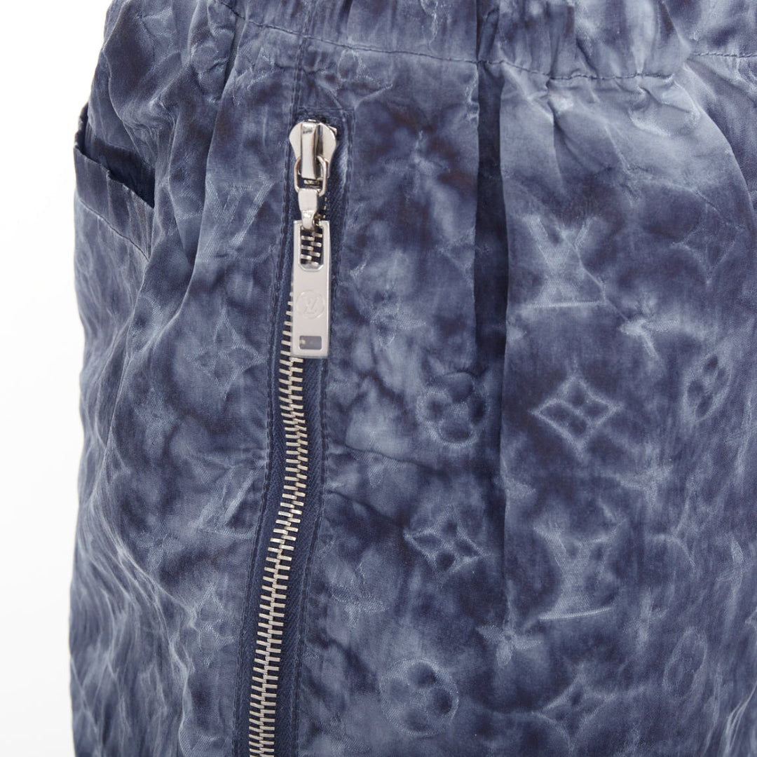 LOUIS VUITTON blue grey tie dye stencil effect monogram print shorts FR36 S
