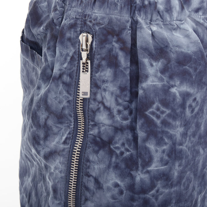 LOUIS VUITTON blue grey tie dye stencil effect monogram print shorts FR36 S
