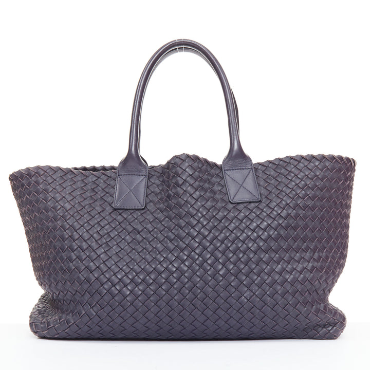 BOTTEGA VENETA Cabat Medium Limited navy blue woven lambskin slouchy tote bag