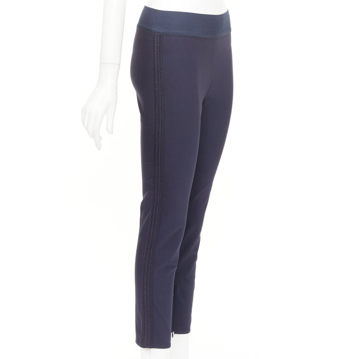 STELLA MCCARTNEY 2015 navy cotton blend elastic embroidery cropped pants IT38 XS