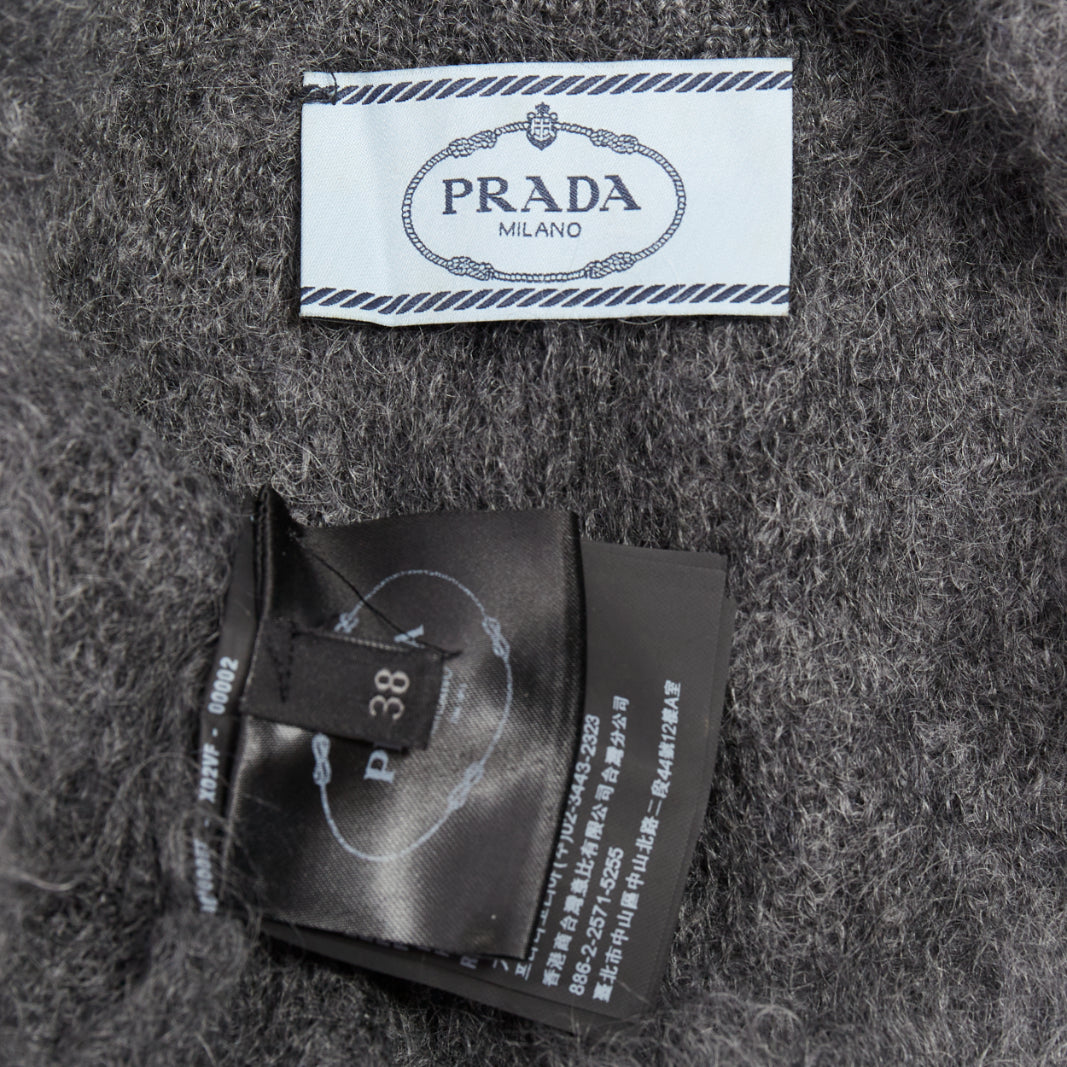 PRADA 2017 fluffy grey mohair blend strappy camisole top IT38 XS