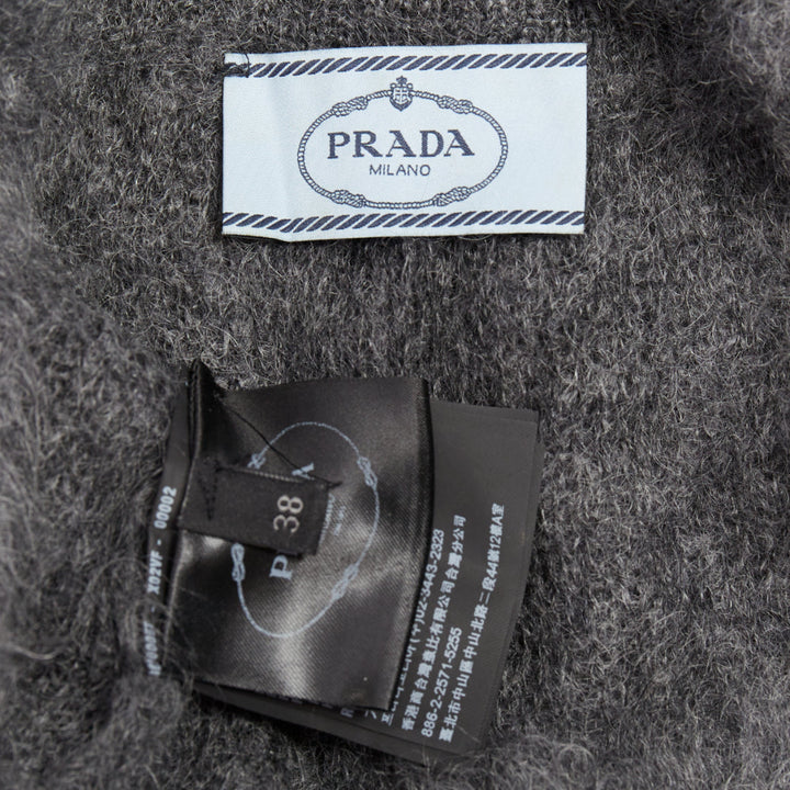 PRADA 2017 fluffy grey mohair blend strappy camisole top IT38 XS