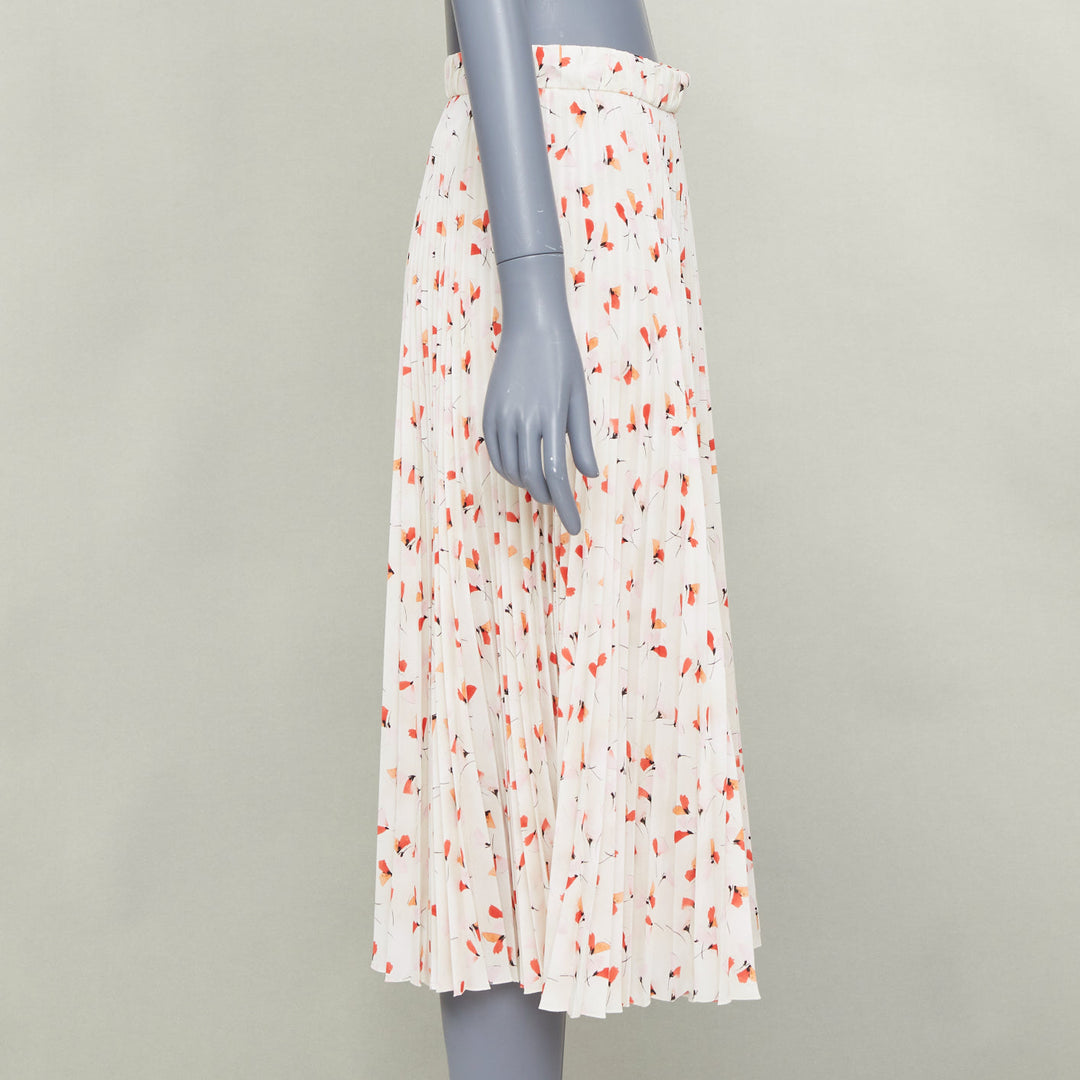 PRADA 2020 100% silk off white allover abstract floral print plisse skirt IT40 S