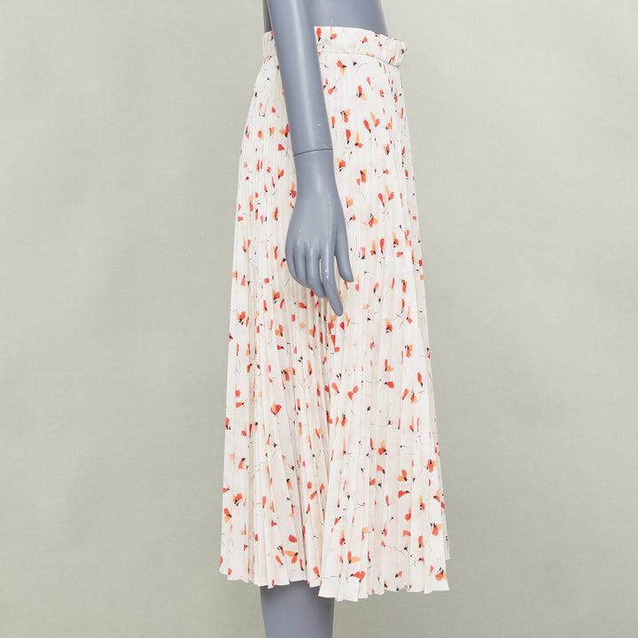 PRADA 2020 100% silk off white allover abstract floral print plisse skirt IT40 S