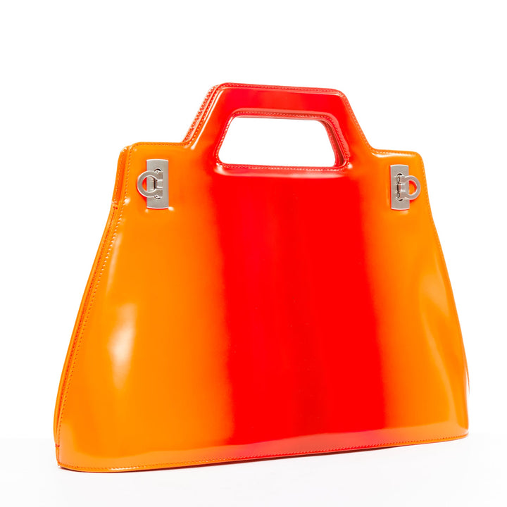 FERRAGAMO Maximilian Davis 2023 Runway Wanda sunset red orange airbrush calf bag