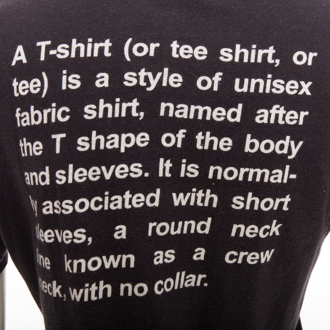 VETEMENTS 2017 black cotton white fonts explanation crew neck T-shirt