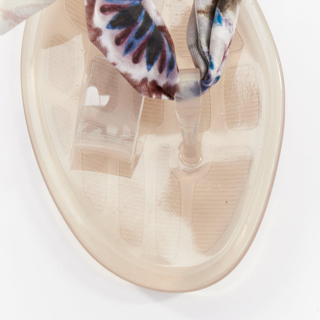 CHRISTIAN DIOR 2019 multicolor Kaleidiorscopic silk tie flat sandals EU38
