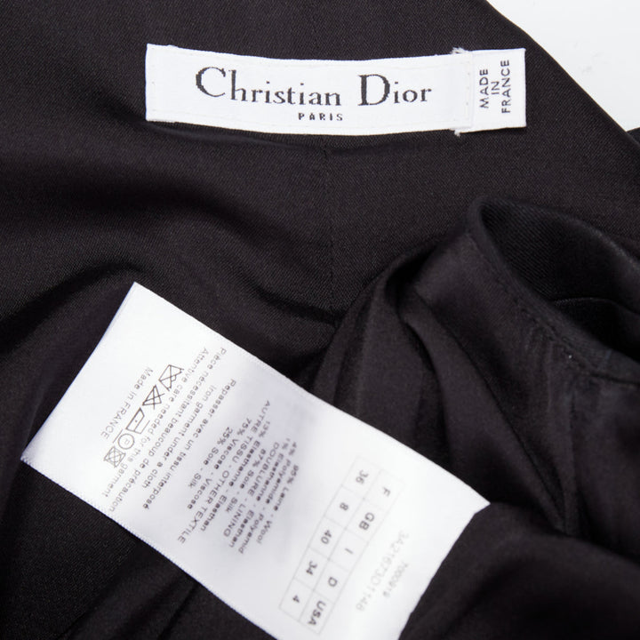 CHRISTIAN DIOR 2013 Raf Simons black white velvet lapels asymmetric dress FR36 S