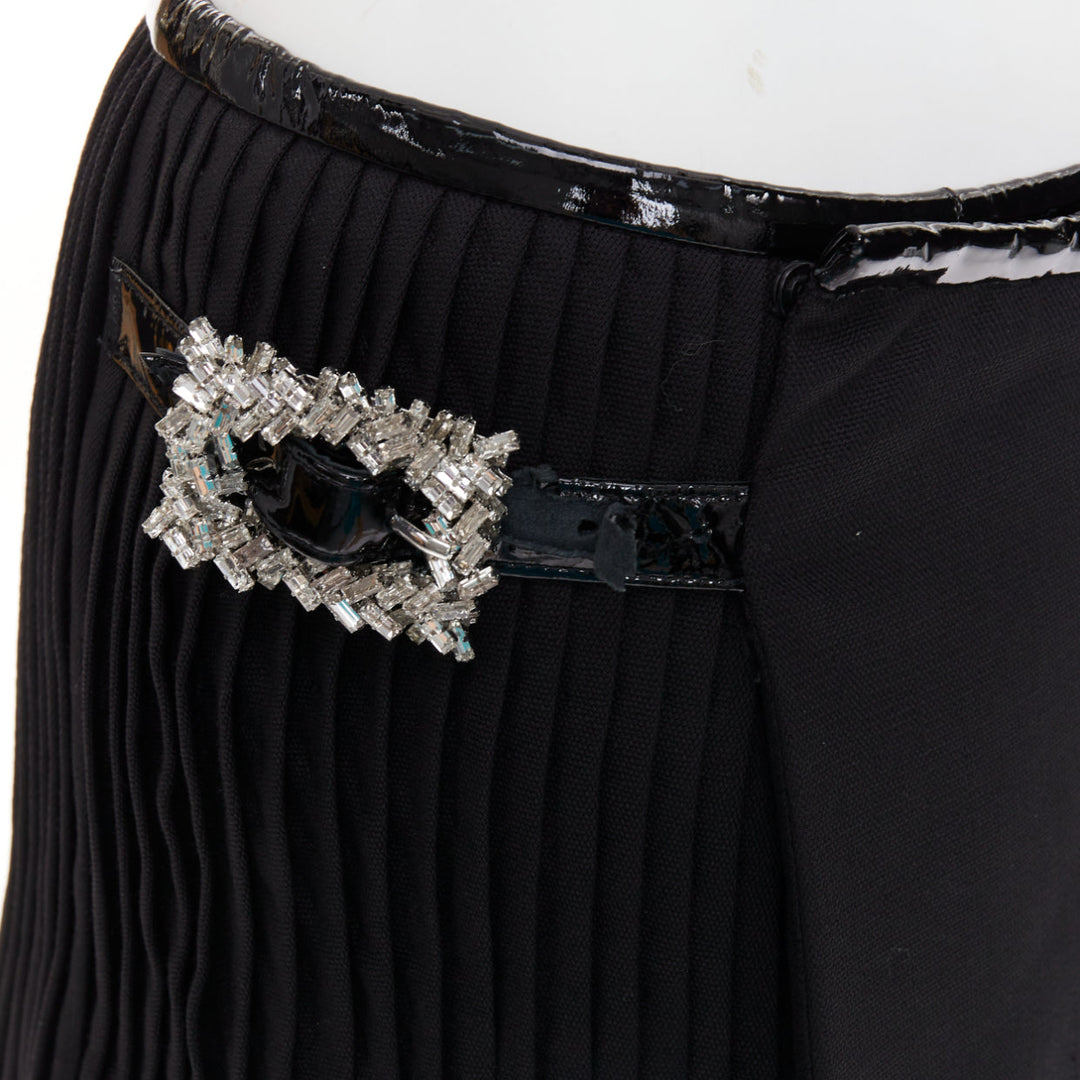 ALEXANDRE VAUTHIER COUTURE SS2019 Runway black crystal buckle wrap pleated skirt
