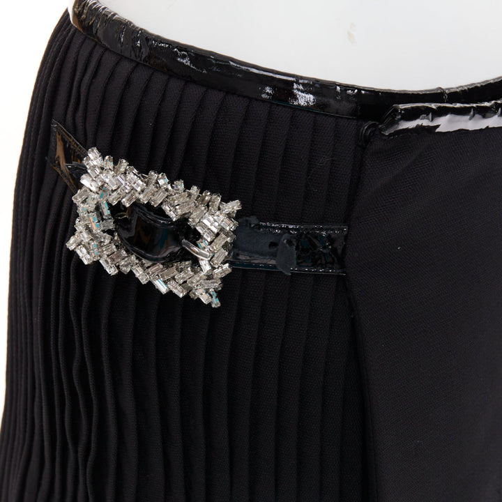ALEXANDRE VAUTHIER COUTURE SS2019 Runway black crystal buckle wrap pleated skirt