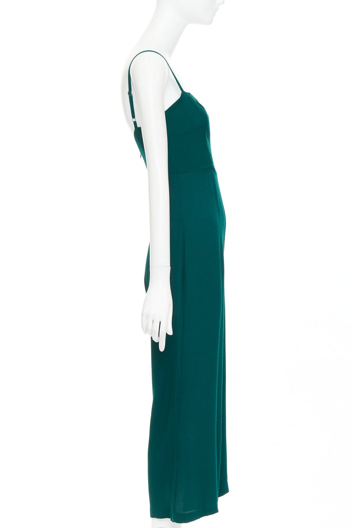 REFORMATION forest green viscose blend square neck cropped jumpsuit US0 XS