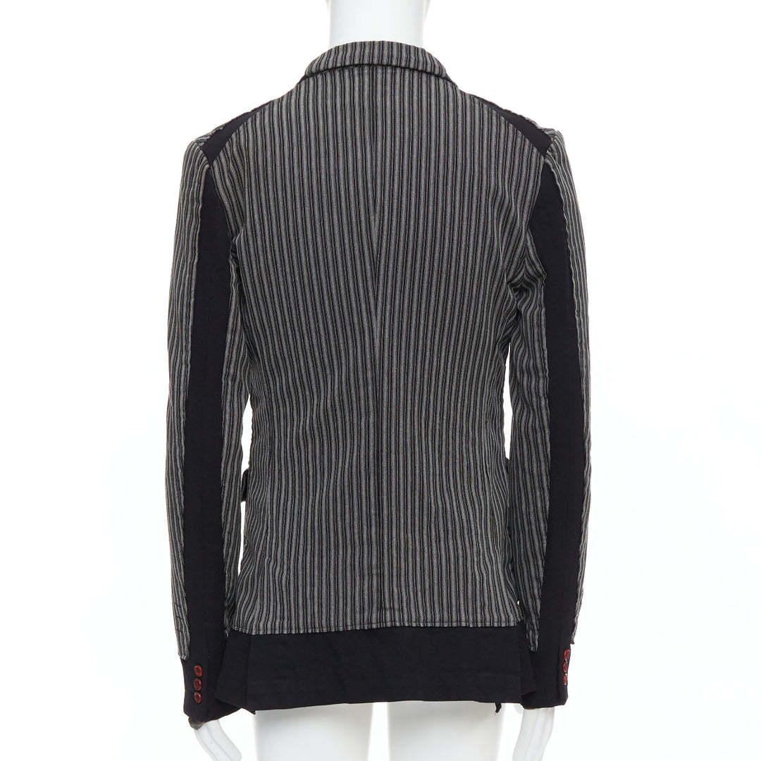 COMME DES GARCONS HOMME PLUS Evergreen grey black striped layered blazer M