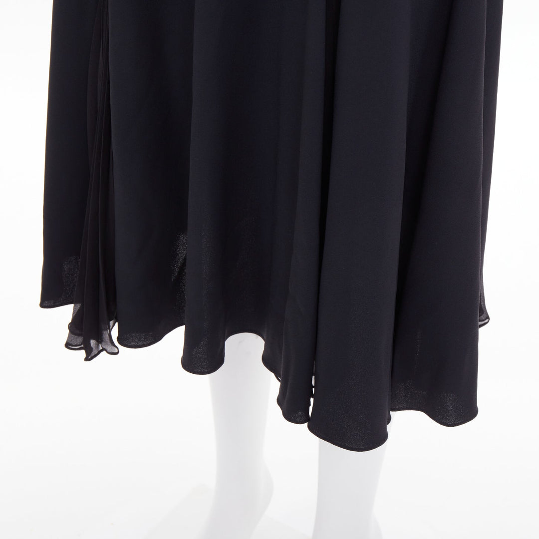 VERSACE 2023 Medusa 95 black viscose silk trim cocktail midi dress IT40 S