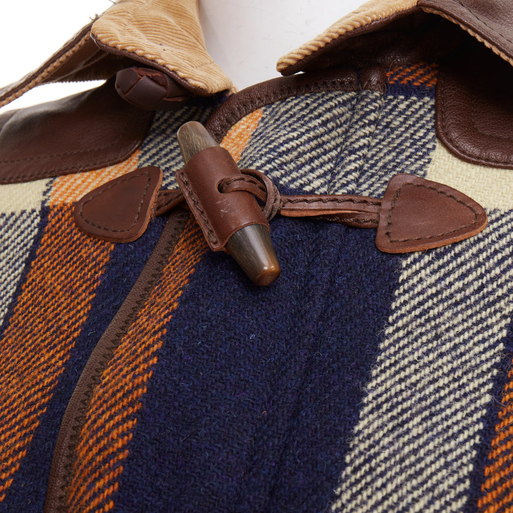 DSQUARED2 2004 Runway brown navy plaid duffle Montgomery cropped jacket IT40 S