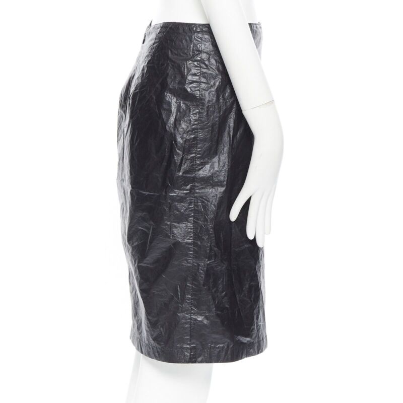 ANN DEMEULEMEESTER black polyethylene plastic bin bag mini skirt FR38 M