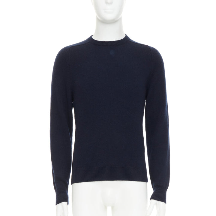 SAINT LAURENT 2015 100% cashmere navy crew neck pullover sweater M