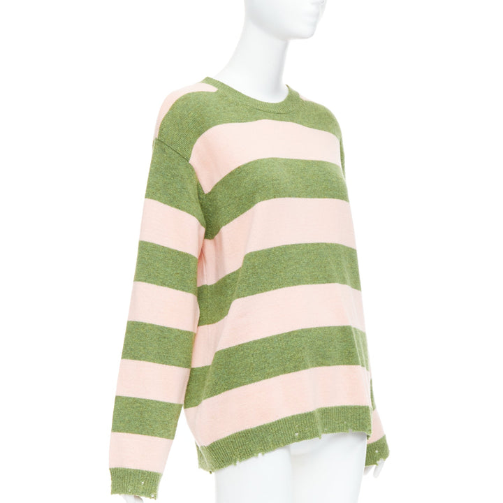 MARC JACOBS Grunge Sweater pink green distressed wool oversized sweater M