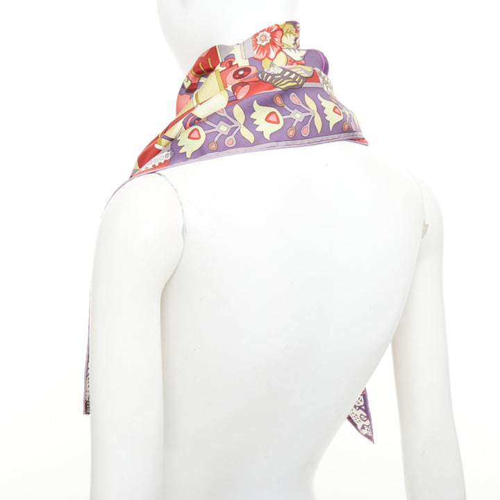 HERMES 2009 Zabavushka Russian folk toy print multicolor silk square scarf 90cm
