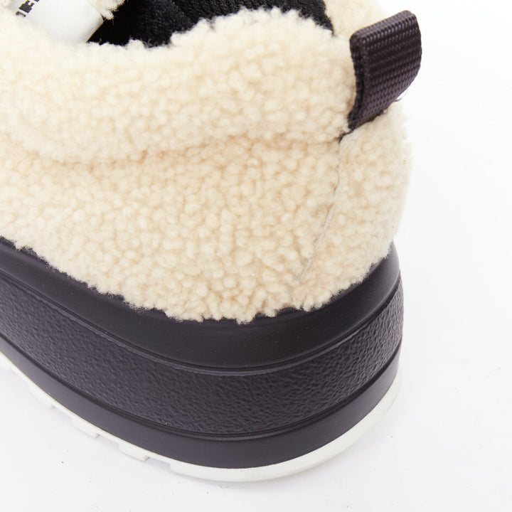 CELINE Delivery beige shearling black midsoles chunky sneakers EU40