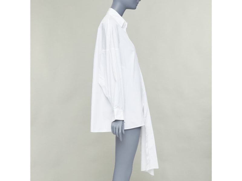 YOHJI YAMAMOTO white cotton oversized asymmetric high low hem shirt JP2 M