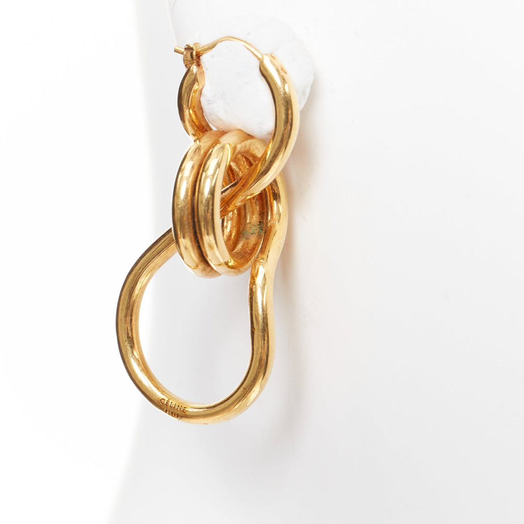 OLD CELINE Phoebe Philo Knot Double Hoop brass infinity twist wire earring Pair