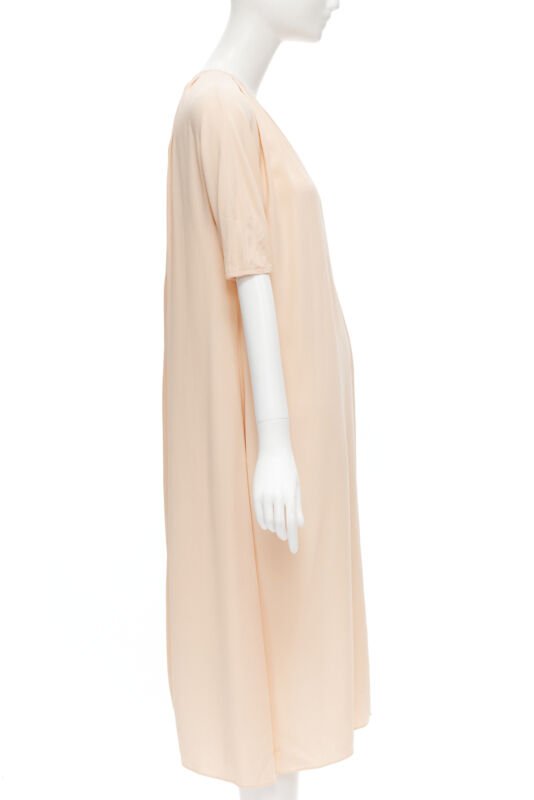 MARNI 2019 peach pleated collar round sleeve short sleeve midi dress IT36 XS