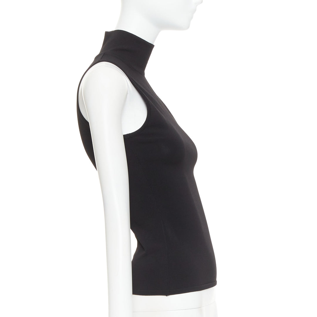 ALEXANDRE VAUTHIER black stretch knit high neck zip back sleeveless top