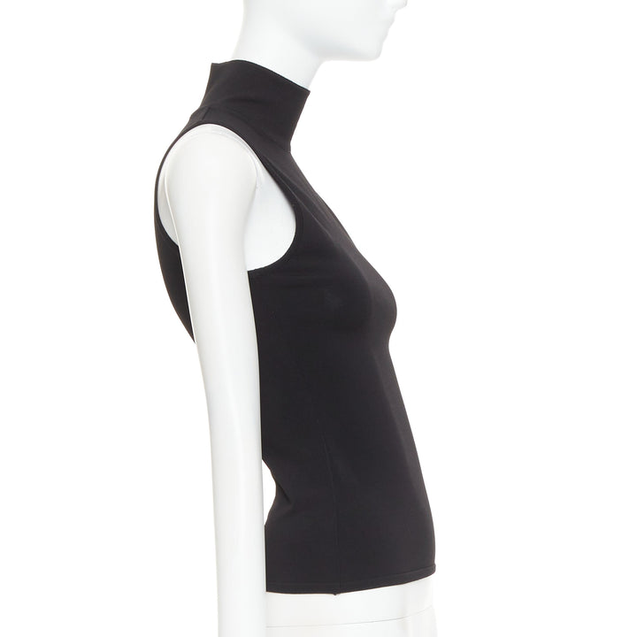 ALEXANDRE VAUTHIER black stretch knit high neck zip back sleeveless top