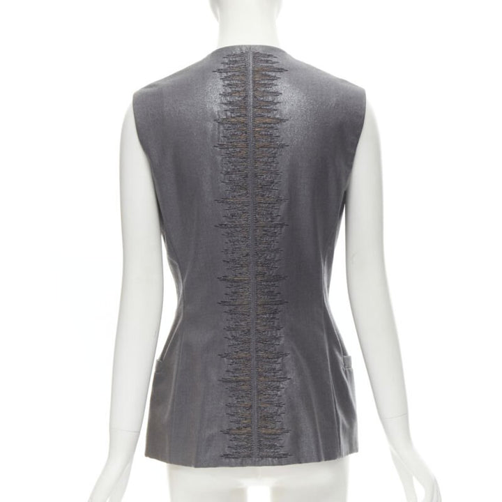 GIANNI VERSACE 1998 Vintage metallic silver lurex embroidered back vest