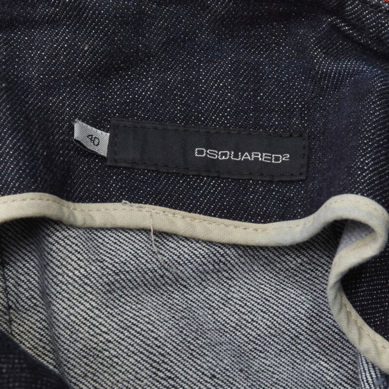 rare DSQUARED 2005 indigo denim orange crab charm low rise flared jeans IT40 S