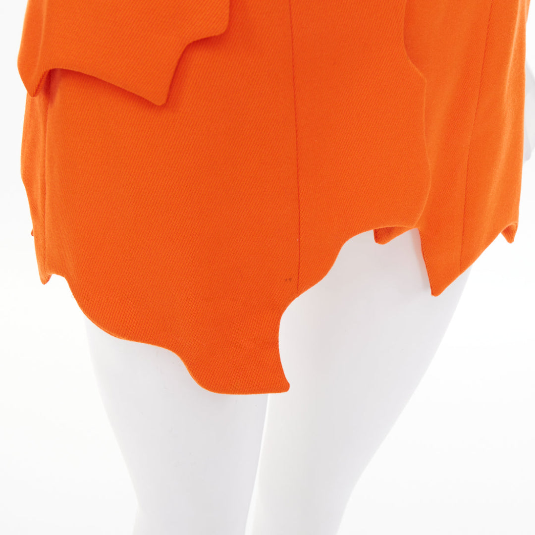 MOSCHINO Cheap & Chic orange virgin wool asymmetric wavy hem blazer IT42 M