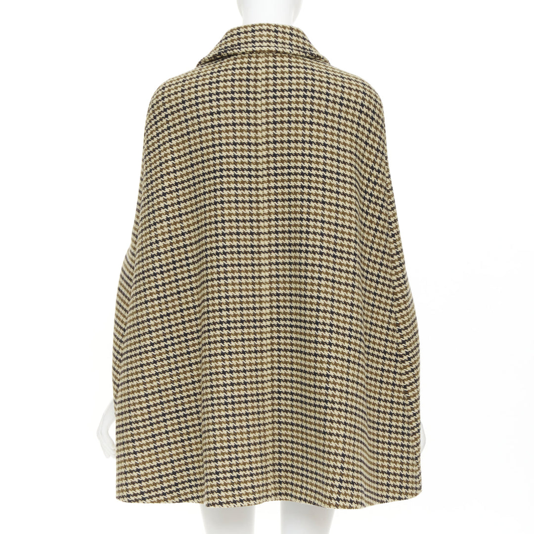 SAINT LAURENT 2014 Hedi Slimane Runway wool houndstooth caped coat FR34 XS