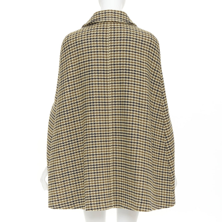 SAINT LAURENT 2014 Hedi Slimane Runway wool houndstooth caped coat FR34 XS