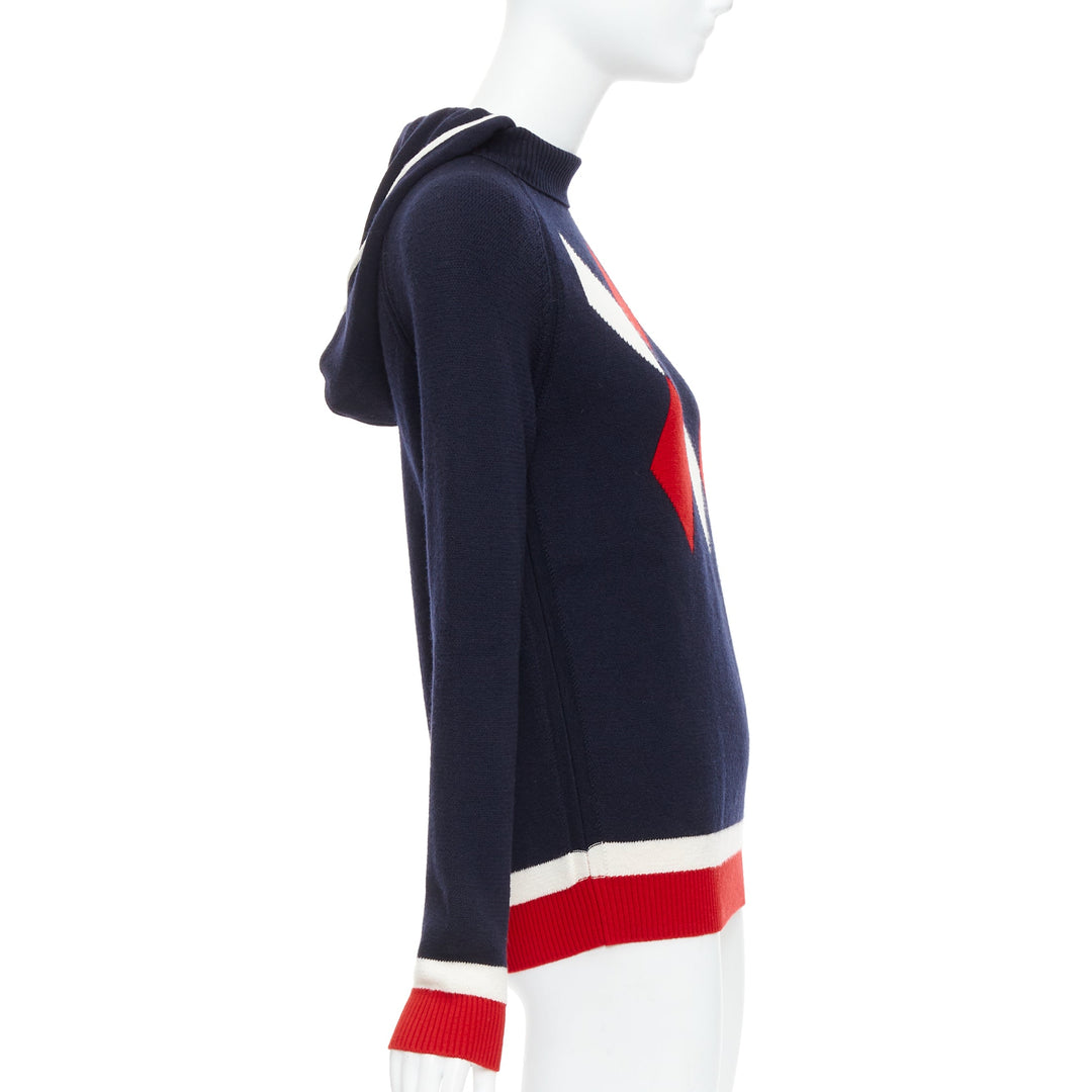 MONCLER 2017 red navy white wool argyle turtleneck sweater top XS