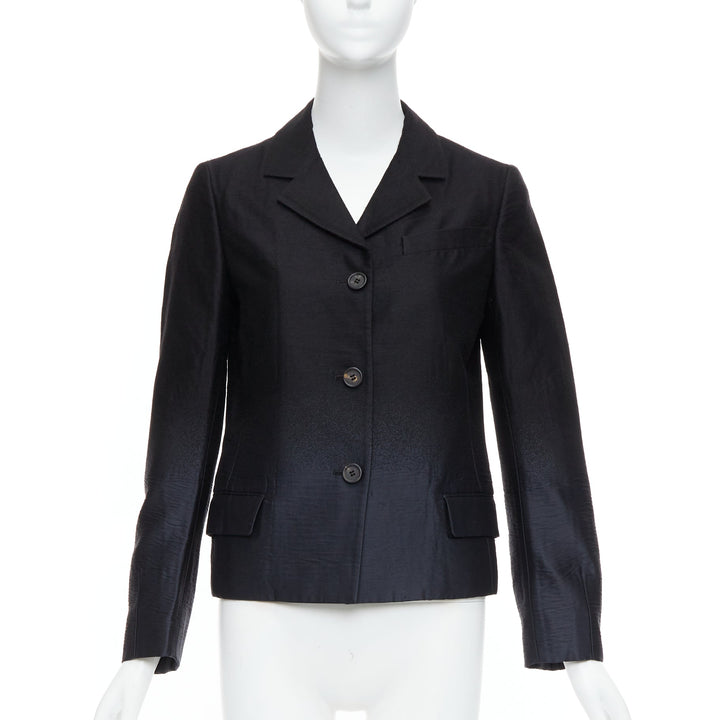 PRADA 2007 Vintage black wool degrade fabric blazer jacket IT38 XS