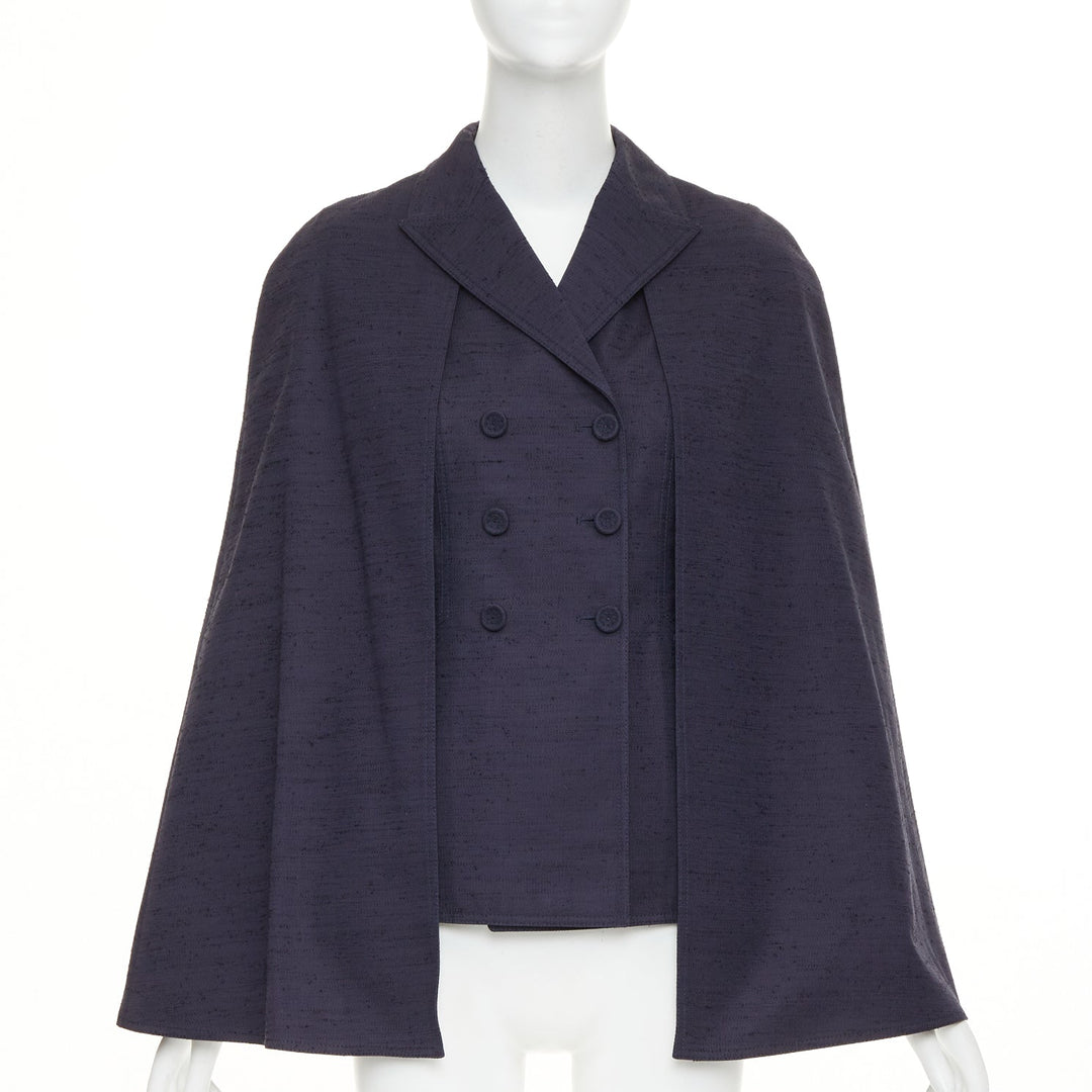 DIOR 2020 Shantung double breasted structured blazer cape jacket FR36 XS