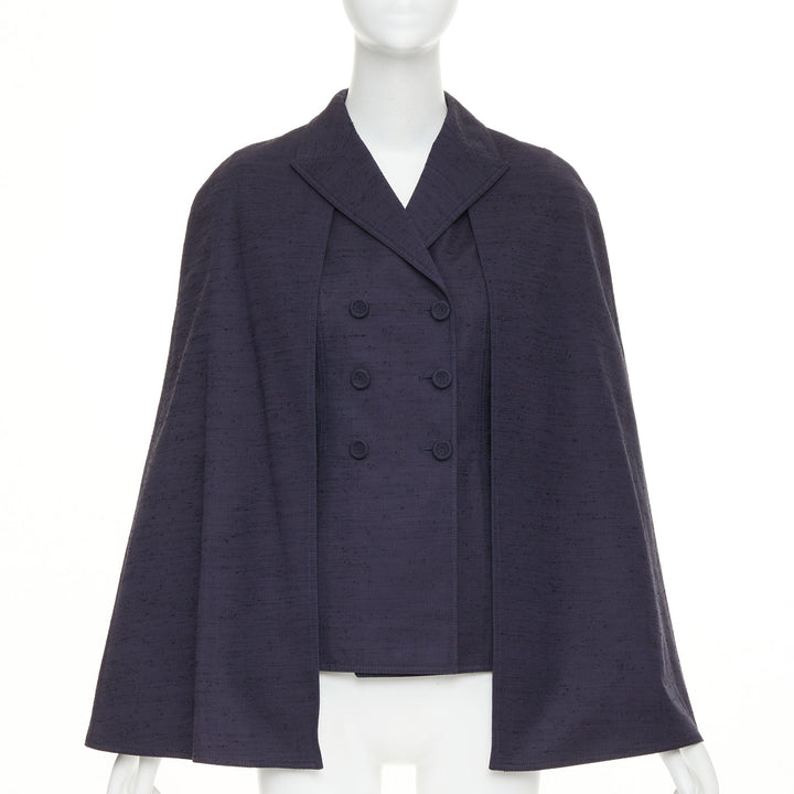 DIOR 2020 Shantung double breasted structured blazer cape jacket FR36 XS