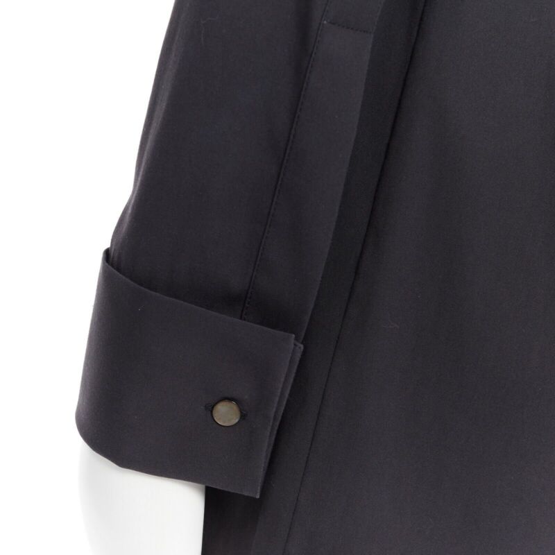 MICHAEL KORS black peak spread collar folded cuffs patch pocket long shirt US0