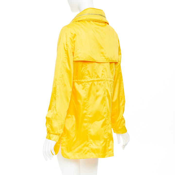 MONCLER sunshine yellow nylon patch logo technical packable rain parka XL
