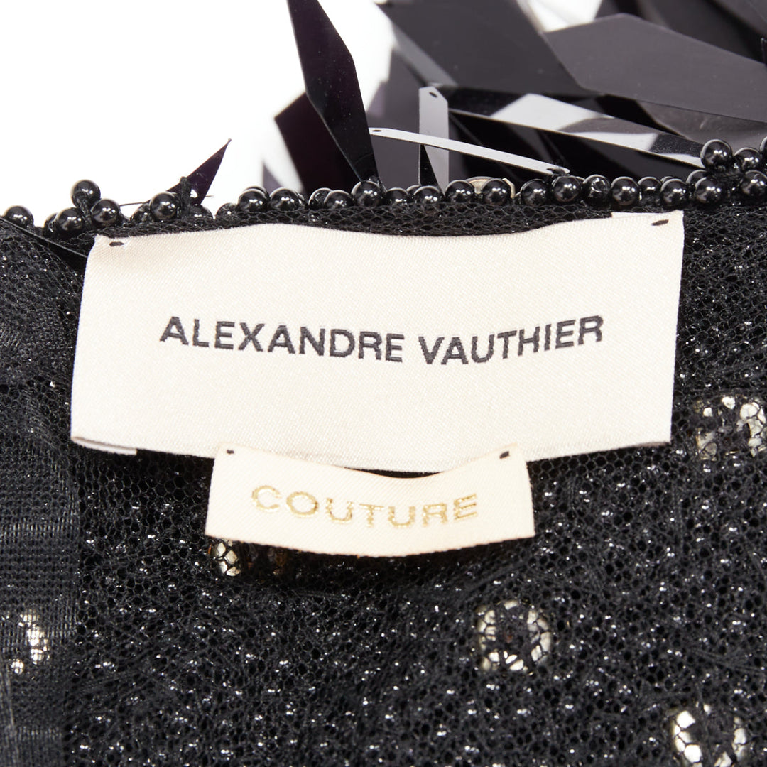 rare ALEXANDRE VAUTHIER COUTURE AW2023 Runway black filigree pailette beaded top