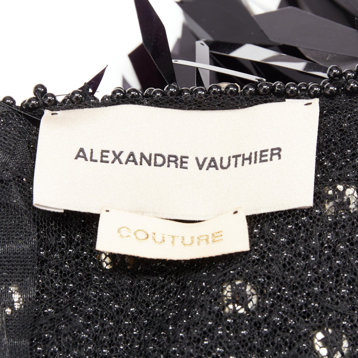 rare ALEXANDRE VAUTHIER COUTURE AW2023 Runway black filigree pailette beaded top